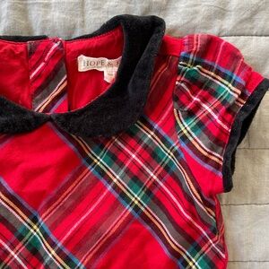 Hope & Henry Red Plaid Velvet-Trim Girls' Formal Dress